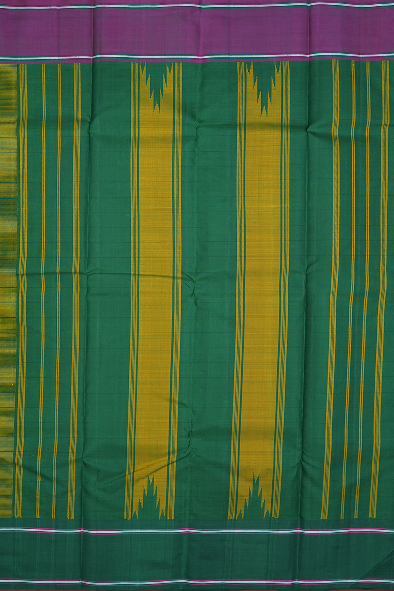 Ganga Jamuna Border Saffron Yellow Kanchipuram Silk Saree