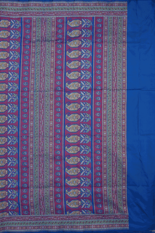 Allover Floral Motifs Capri Blue Banarasi Tanchoi Silk Saree