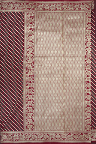 Allover Diagonal Design Berry Red Semi Banarasi Silk Saree