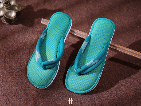 Checks Design Green Cotton Slippers