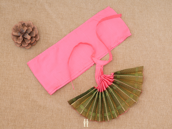 Zari Border Peach Silk Cotton Amman Pavadai Set