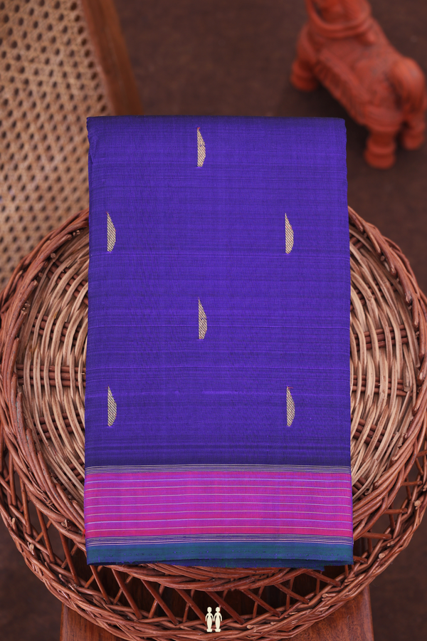 Kanchipuram Silk Saree In Royal Blue With Zari Buttas