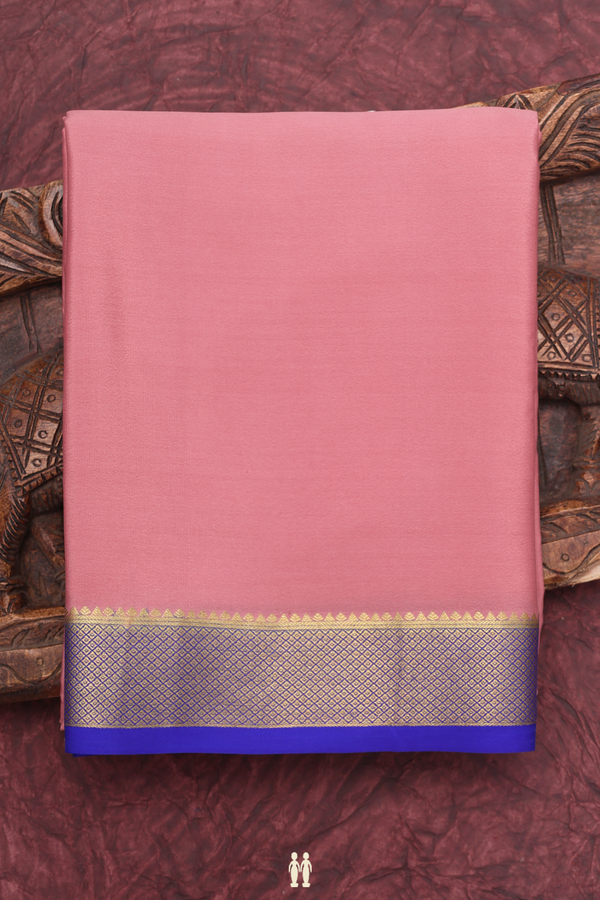 Mysore Silk Saree In Dusty Pink With Contrast Border