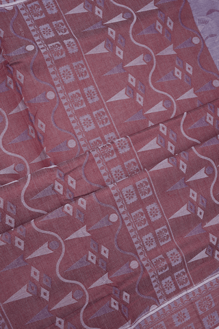 Allover Self Design Cream Purple Coimbatore Cotton Saree