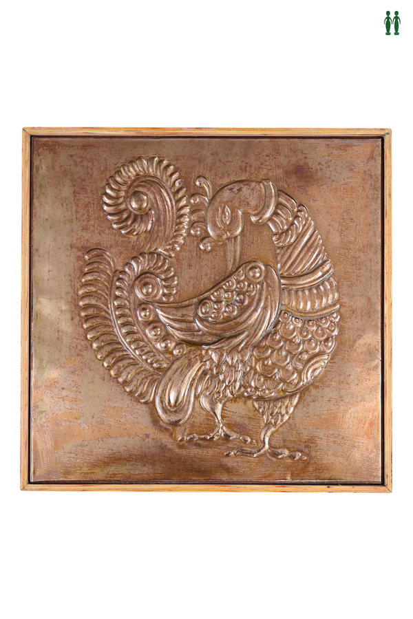 Peacock Design Embossed Wall Hanging for Home Decor