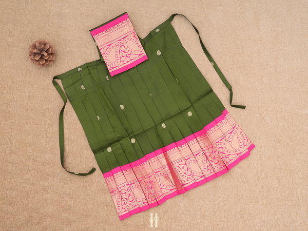 Floral Buttas Green Silk Cotton Amman Pavadai Set