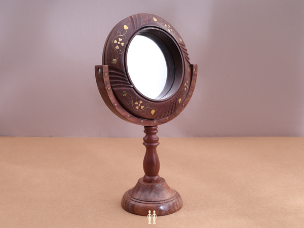 Wooden Table Top Mirror
