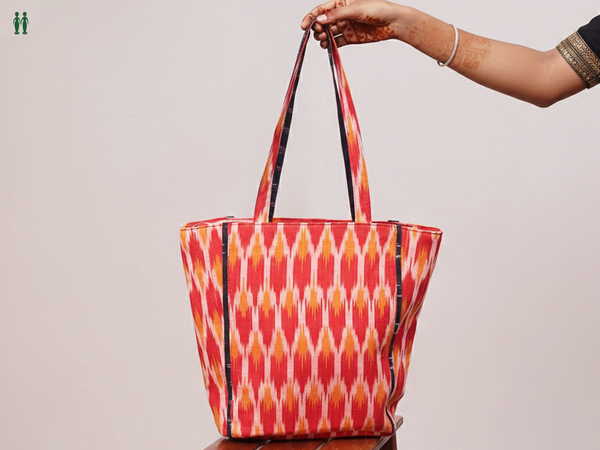 Printed Design Red Cotton Hand Bag