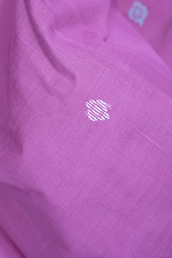 Threadwork Buttas Soft Purple Bengal Cotton Saree