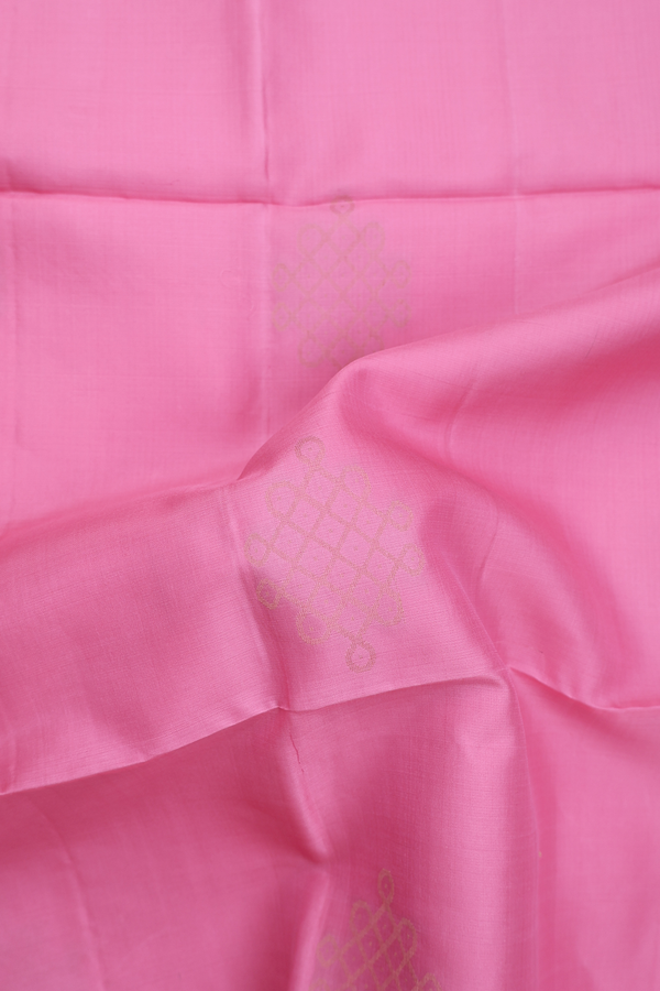 Soft Silk Saree In Pink With Kolam Buttas