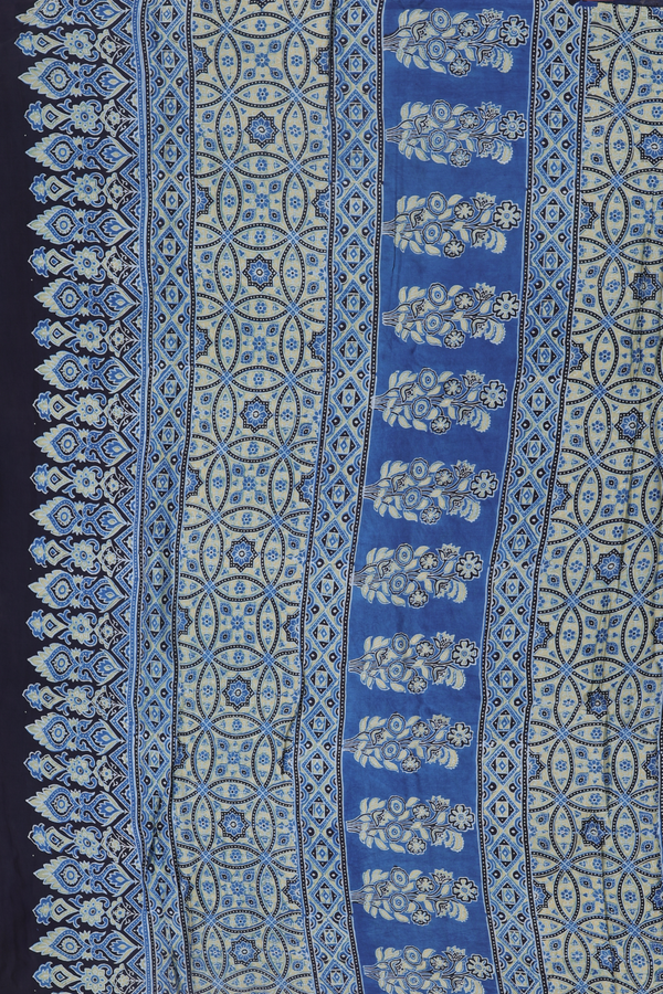 Modal Silk Saree In Blue With Floral Design