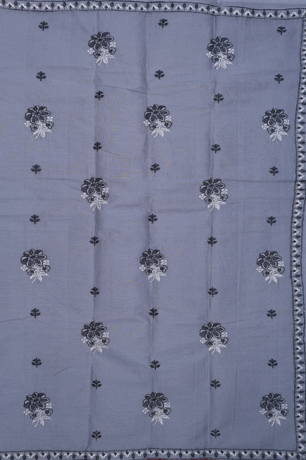 Ahmedabad Cotton Saree In Grey With Floral Buttas