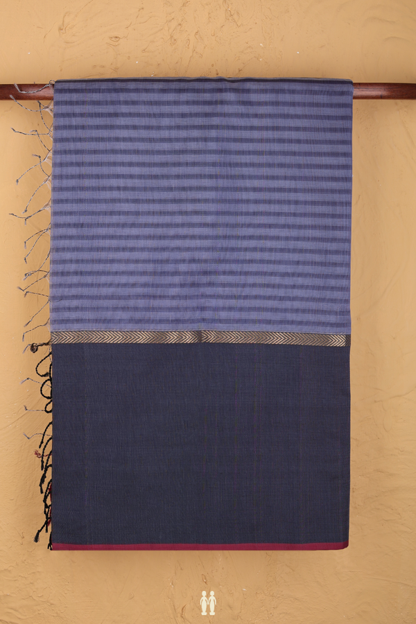 Maheswari Silk Cotton Saree In Blue With Stripes