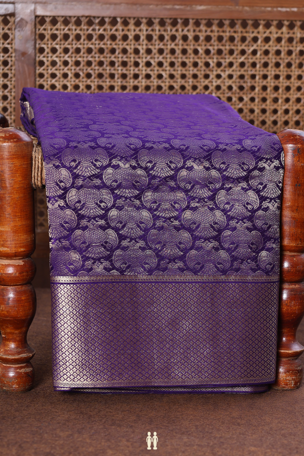 Mysore Silk Saree In Purple With Iruthalai Pakshi Design
