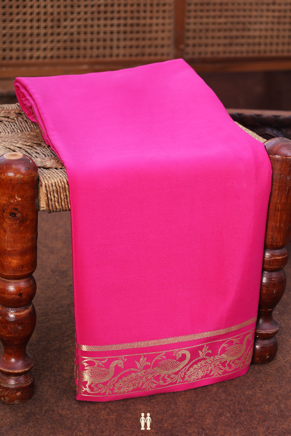 Mysore Silk Saree In Magenta With Zari Border
