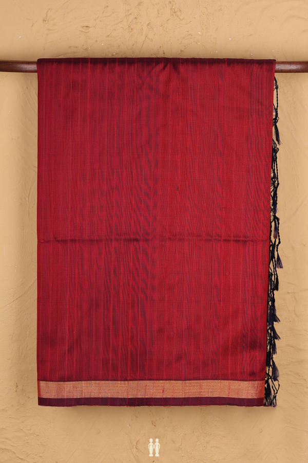 Soft Silk Saree In Maroon With Stripes Design