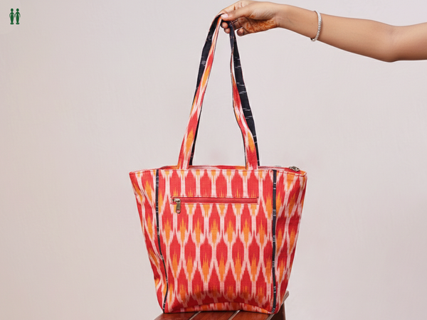 Printed Design Red Cotton Hand Bag