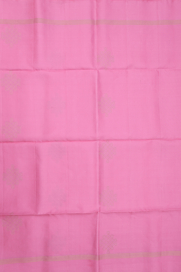 Soft Silk Saree In Pink With Kolam Buttas