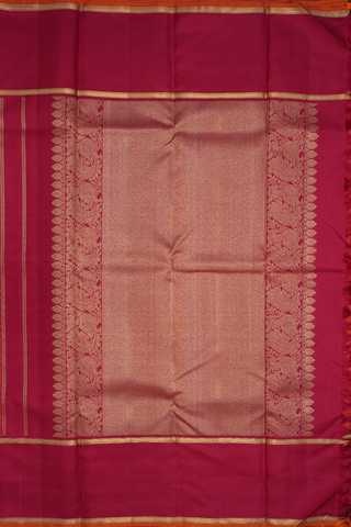 Jacquard Pattern Ruby Red Kanchipuram Silk Saree