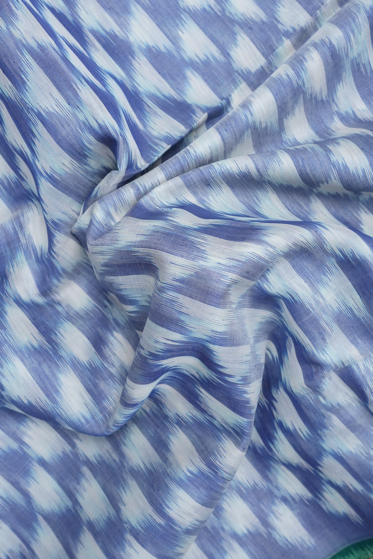 Allover Design White And Blue Kora Silk Cotton Saree