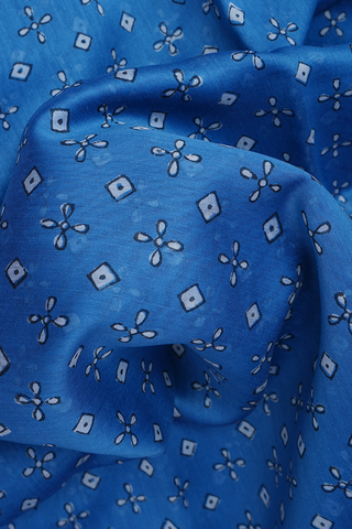 Diamond And Floral Design Slate Blue Chanderi Cotton Saree