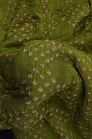 Tie And Dye Design Olive Green Bandhani Silk Saree