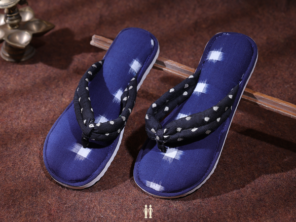 Allover Buttas Dark Blue Cotton Slippers