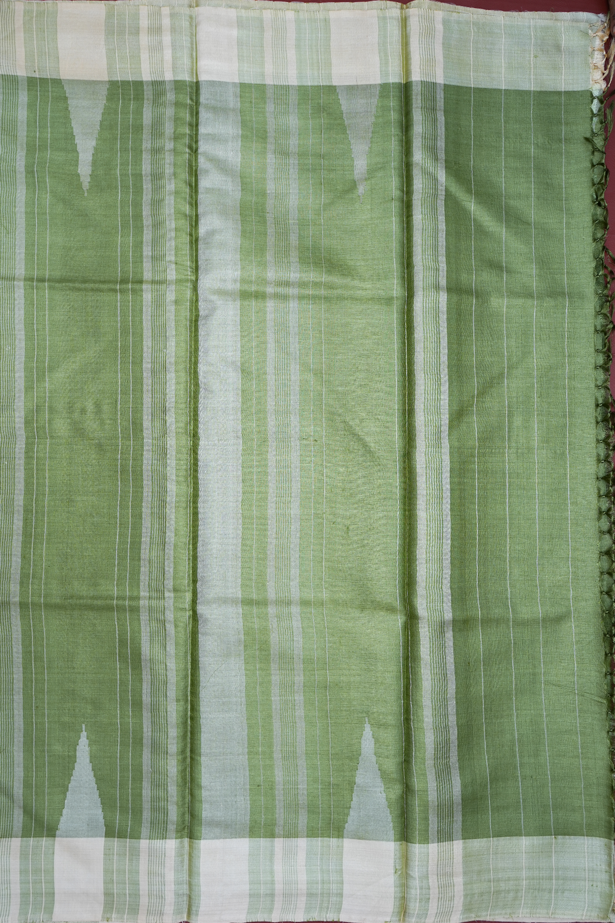 Contrast Border Plain Moss Green Tussar Silk Saree