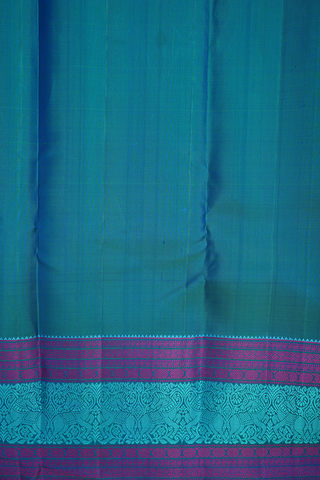 Peacock Threadwork Butta Peacock Blue Kanchipuram Silk Saree