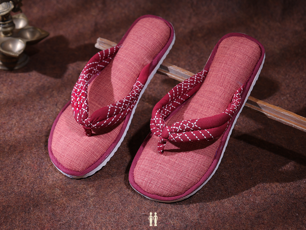 Plain Red Cotton Slippers