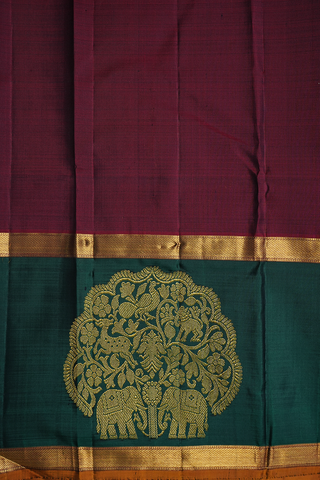 Jacquard Pattern Khaki Beige Kanchipuram Silk Saree