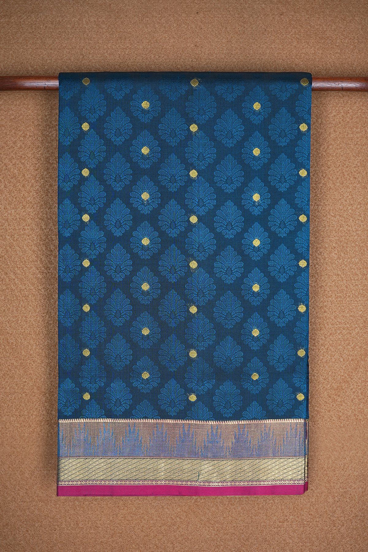 Threadwork With Buttas Green Traditional Silk Cotton Saree