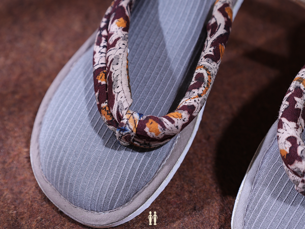 Stripes Design Grey Cotton Slippers