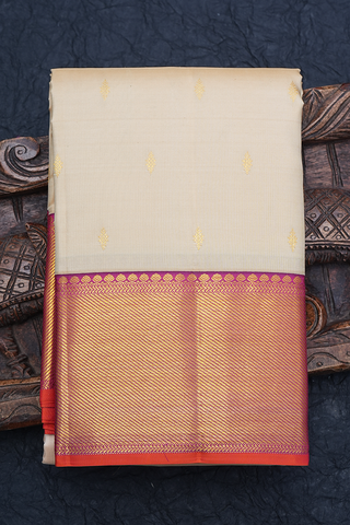 Floral Buttas Ivory Kanchipuram Silk Saree