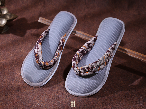 Stripes Design Grey Cotton Slippers