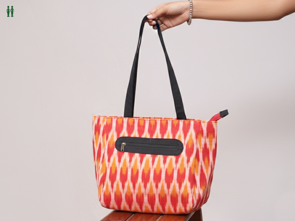 Printed Design Red Cotton Hand Bag