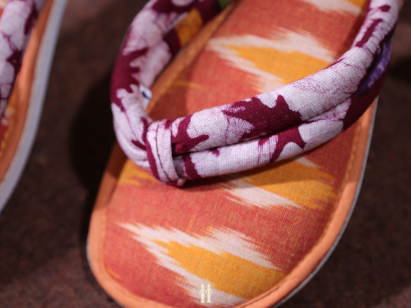 Ikat Design Red And Orange Cotton Slippers