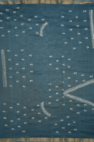 Shibori Design Aegean Blue Chanderi Cotton Saree