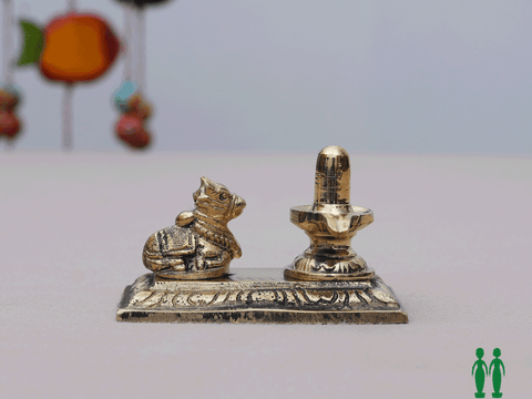 Lord Shiva With Nandi Idol In Brass For Pooja