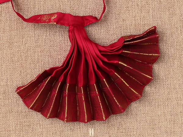Zari Border Crimson Red Silk Cotton Amman Pavadai Set