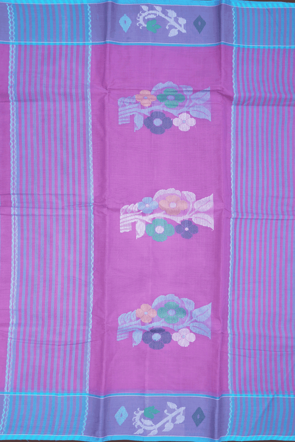 Threadwork Buttas Soft Purple Bengal Cotton Saree