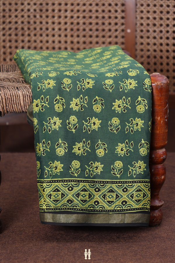 Georgette Saree In Green With Floral Design