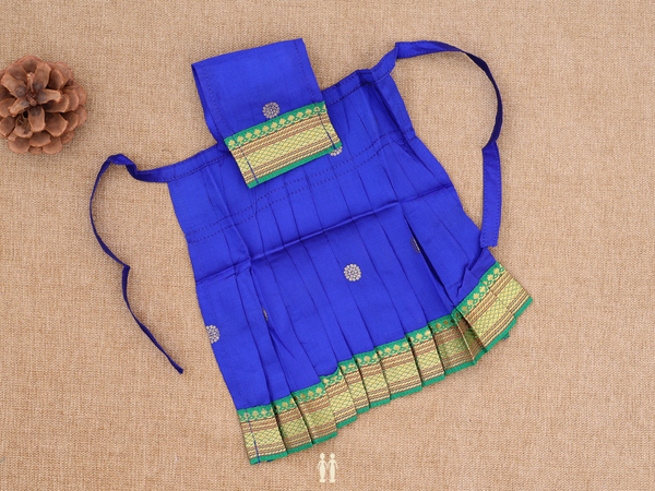 Floral Buttas Indigo Blue Silk Cotton Amman Pavadai Set