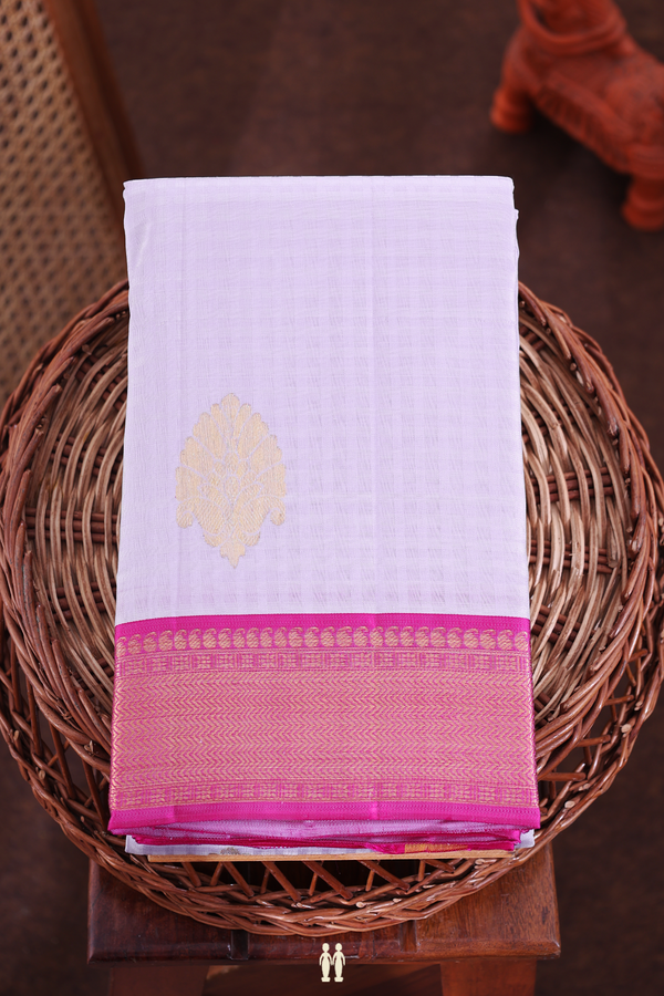 Kanchipuram Silk Saree In Pastel Purple With Checks Design
