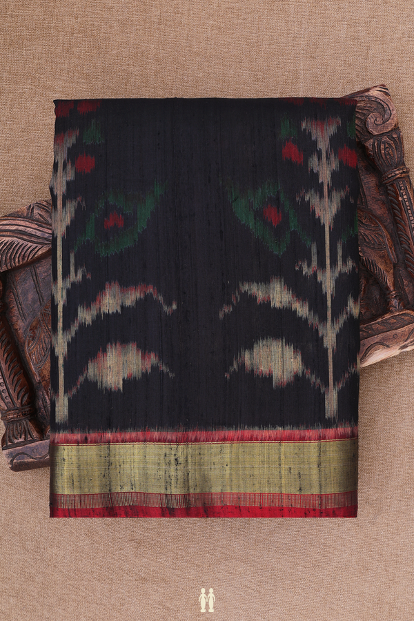 Patola Silk Saree In Black With Stripes Design