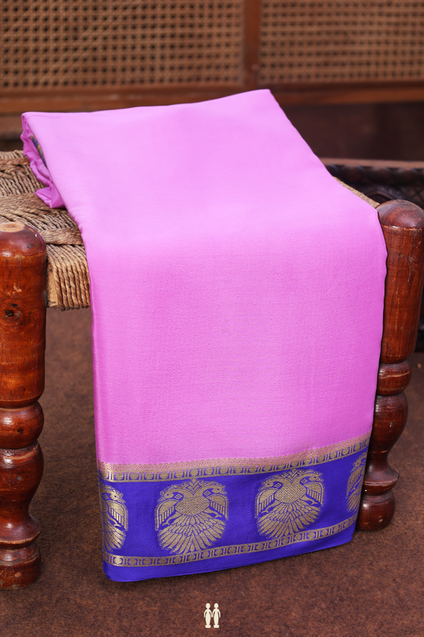 Mysore Silk Saree In Lavender With Contrast Border