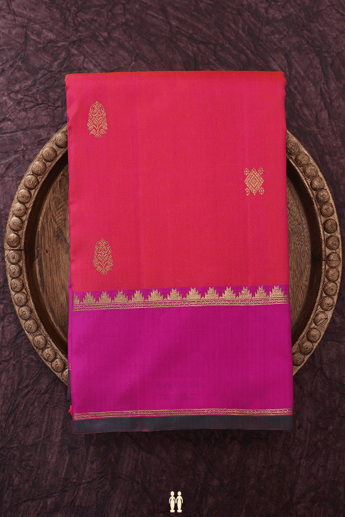Diamond And Floral Motifs Hot Pink Kanchipuram Silk Saree