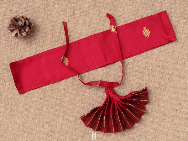 Zari Border Crimson Red Silk Cotton Amman Pavadai Set