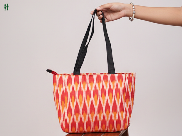 Printed Design Red Cotton Hand Bag