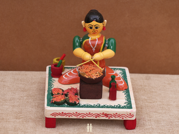 Wooden Handicraft Cooking Lady For Showpiece